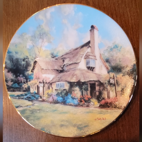 Vintage 1990's Marty Bell English Cottage Plate W/ Certificate of Authenticity - Picture 1 of 3